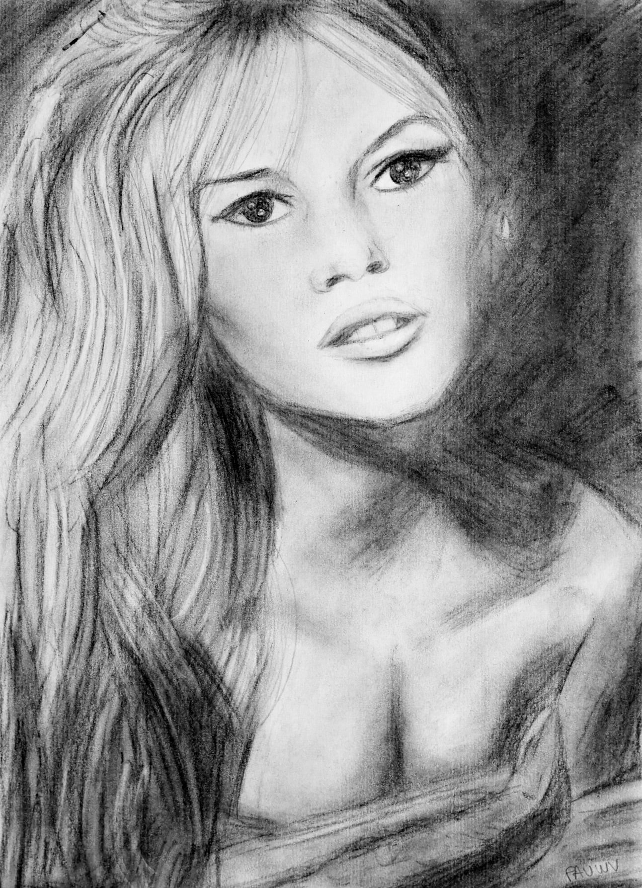 portrait dessin Brigitte bardot artiste peintre pauwu