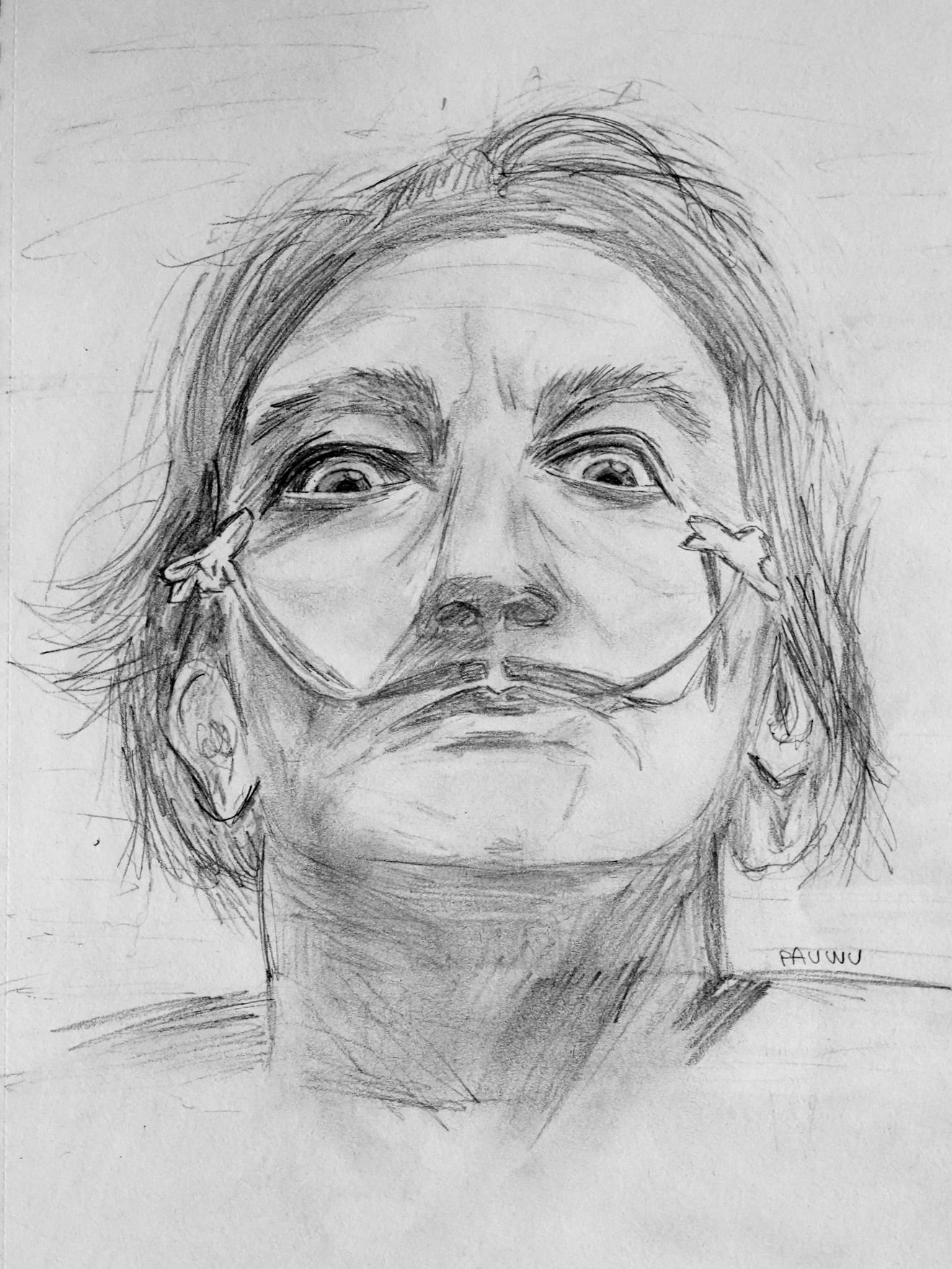 portrait crayon dessin Salvador Dali pauwu artiste peintre