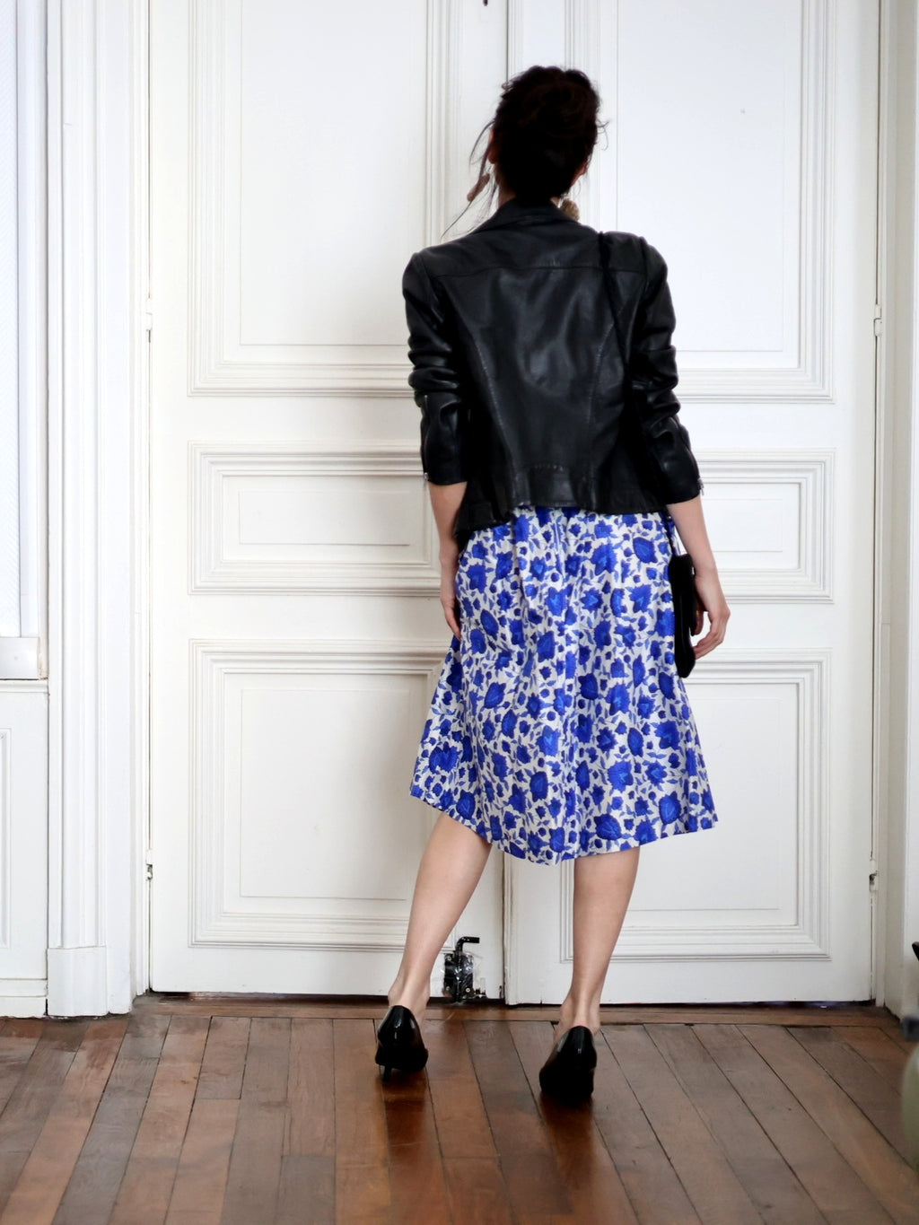 1980s Lanvin silk floral midi skirt jupe fleurs soie French parisian vintage blog mode PauWu Pau Wu