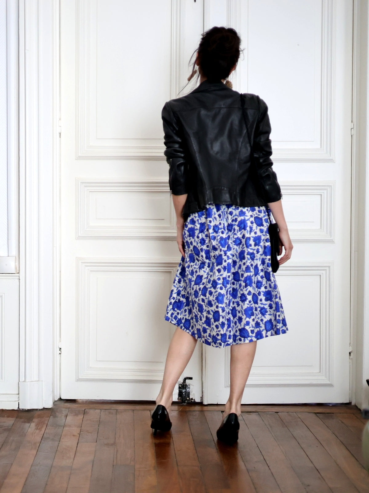 1980s Lanvin silk floral midi skirt jupe fleurs soie French parisian vintage blog mode PauWu Pau Wu