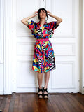 Robe de plage multicolore Louis Féraud Beachwear circa 1980 arty blog mode pauwu Pau wu