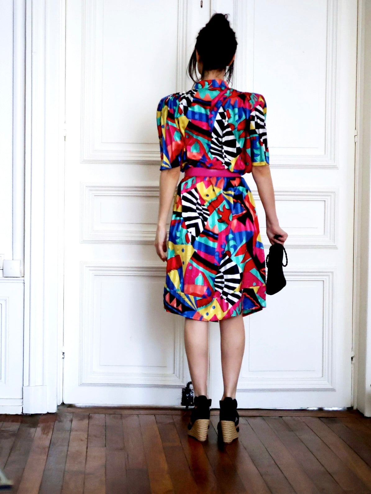 Robe de plage multicolore Louis Féraud Beachwear circa 1980 arty blog mode pauwu Pau wu