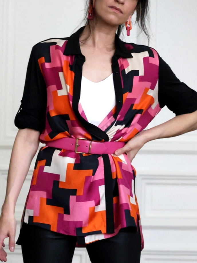 Chemise tunique color block Georges Rech vintage
