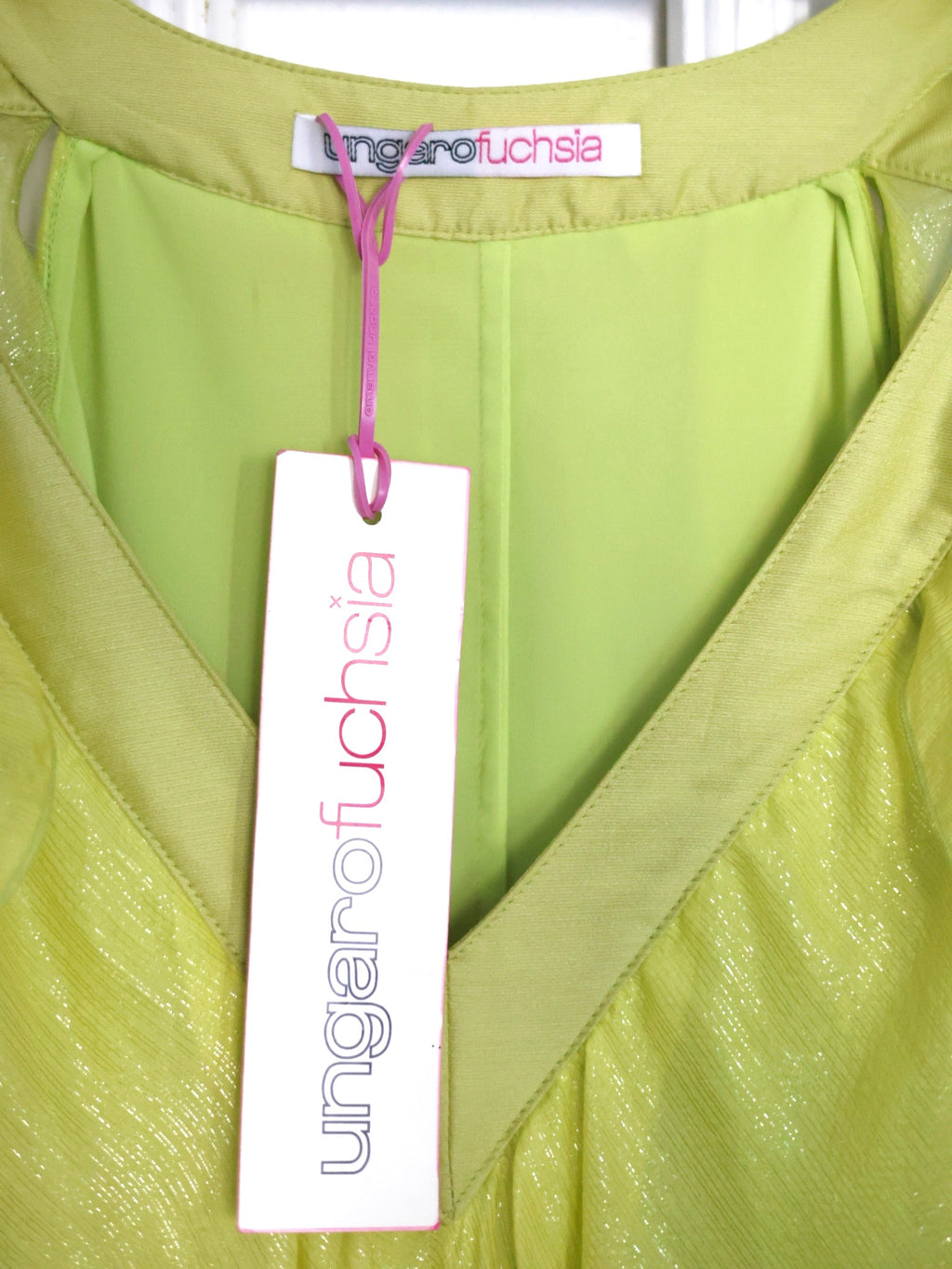 Robe cocktail vert anis Ungaro Fuchsia
