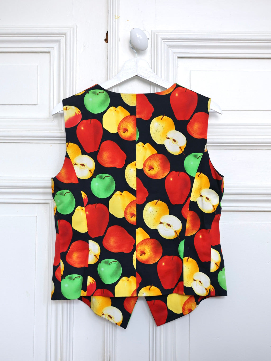 Gilet vintage Escada Margaretha Ley à imprimé pommes Ley 80s 90s