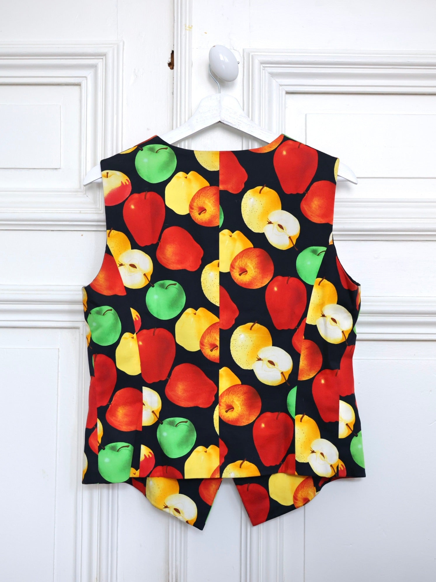 Gilet vintage Escada Margaretha Ley à imprimé pommes Ley 80s 90s
