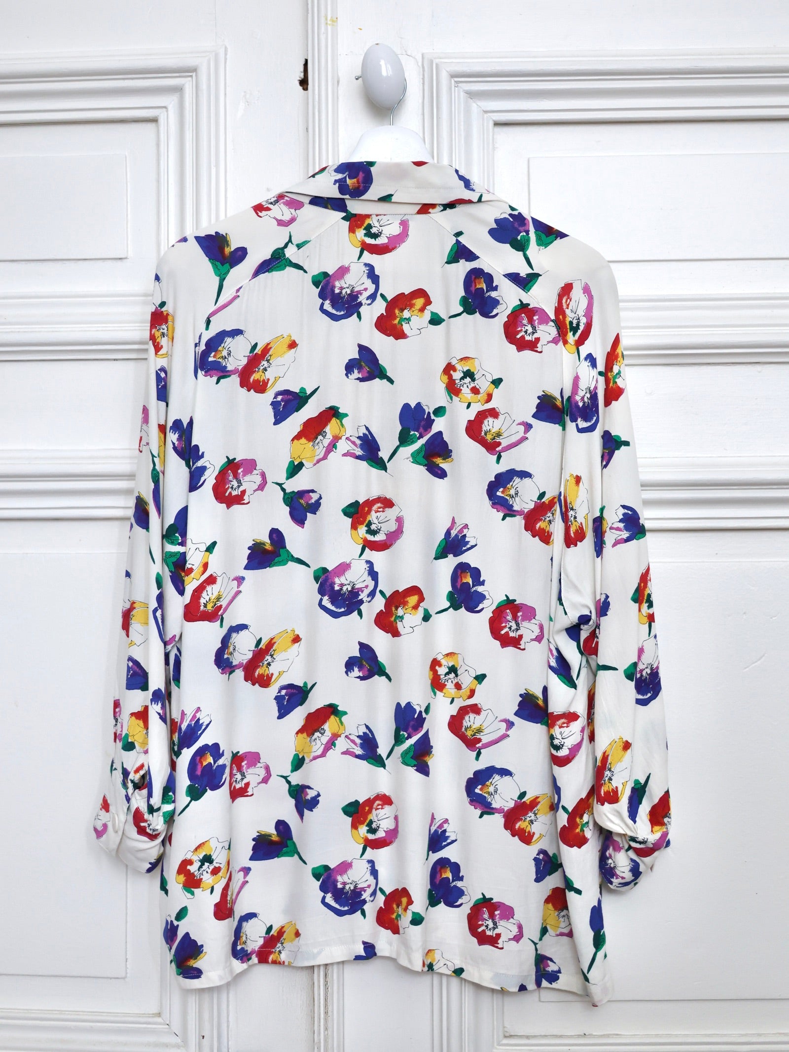 Chemisier Lanvin Paris vintage à imprimé floral multicolore, Made in France, circa 1990