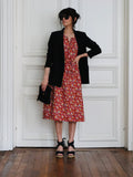 Robe Guy Laroche en coton fleuri rouge brique 70s