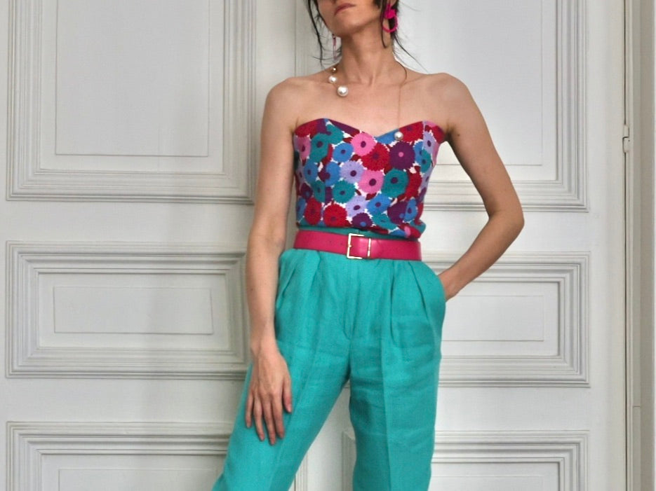 Bustier floral vintage Ungaro Parallèle Paris – Années 2000