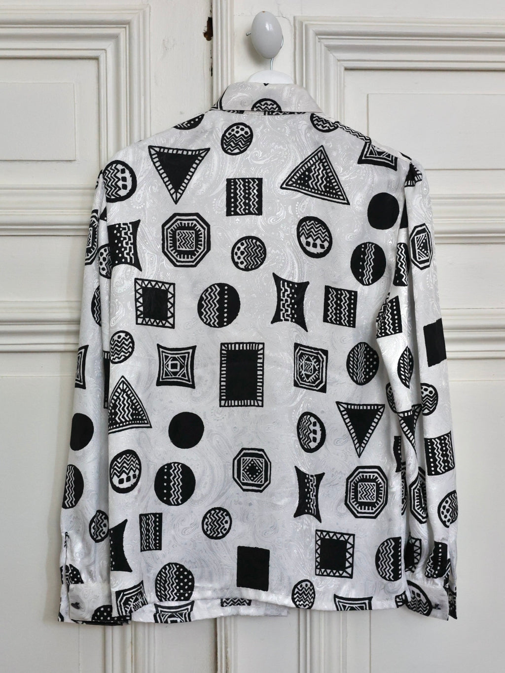 Chemisier Louis Féraud Vintage – Jacquard graphique noir & blanc