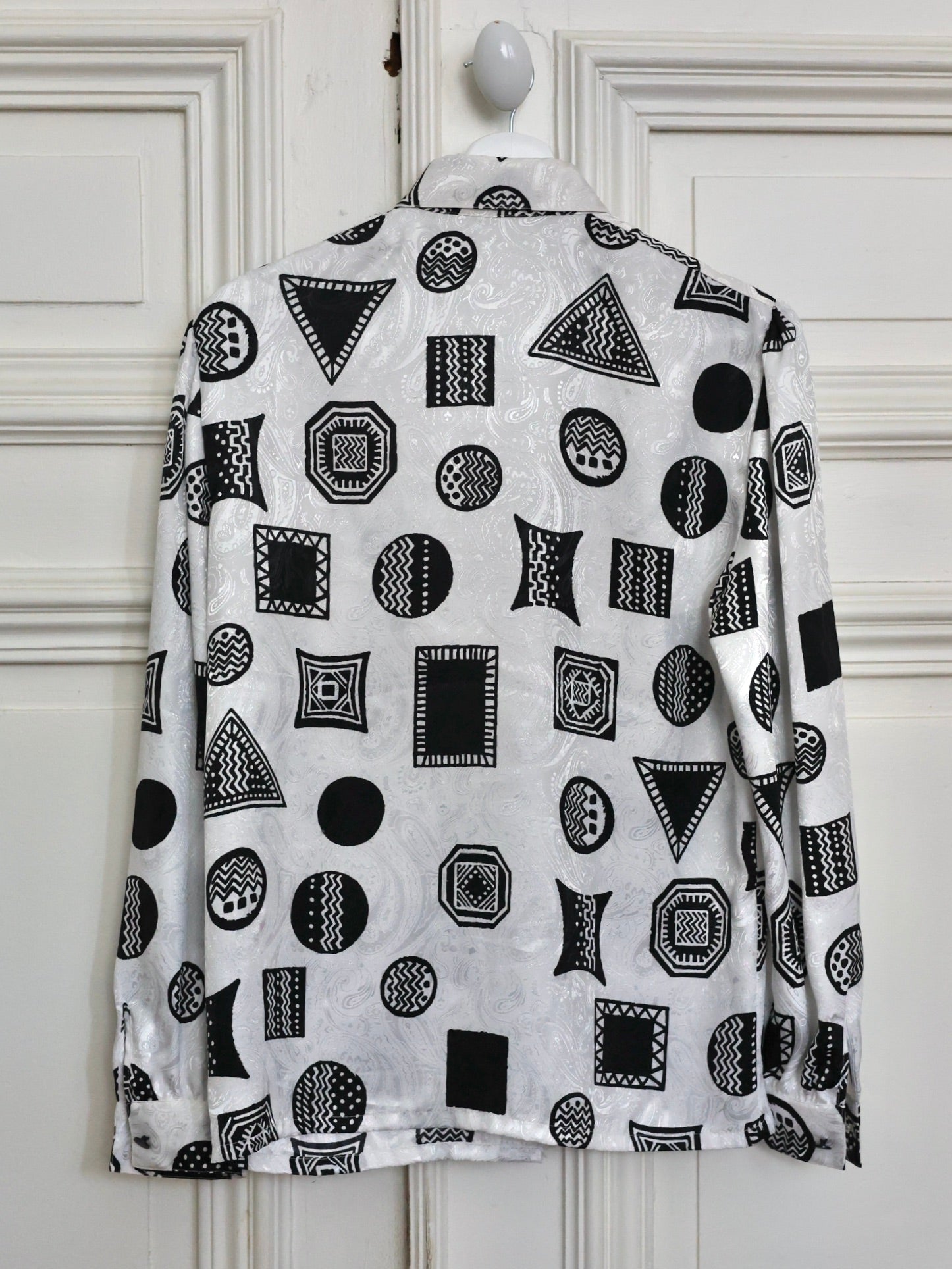 Chemisier Louis Féraud Vintage – Jacquard graphique noir & blanc
