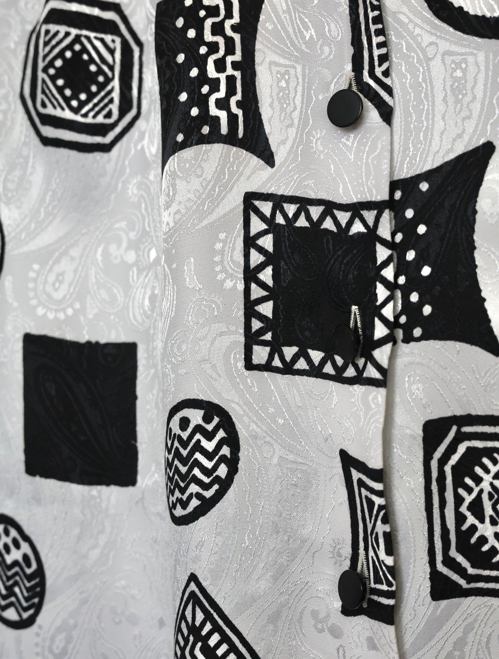 Chemisier Louis Féraud Vintage – Jacquard graphique noir & blanc