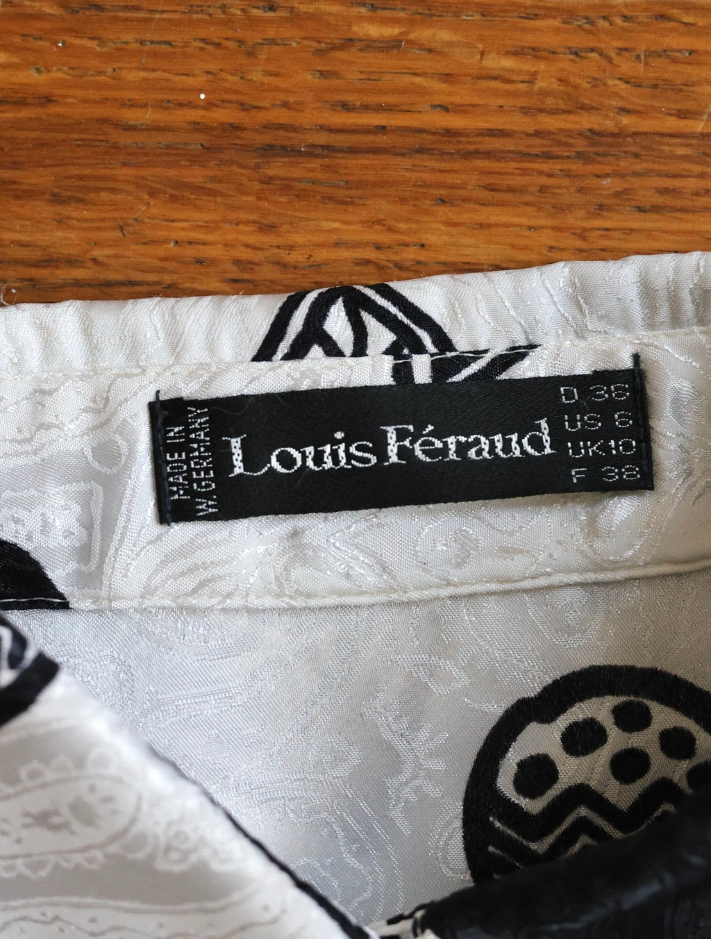 Chemisier Louis Féraud Vintage – Jacquard graphique noir & blanc