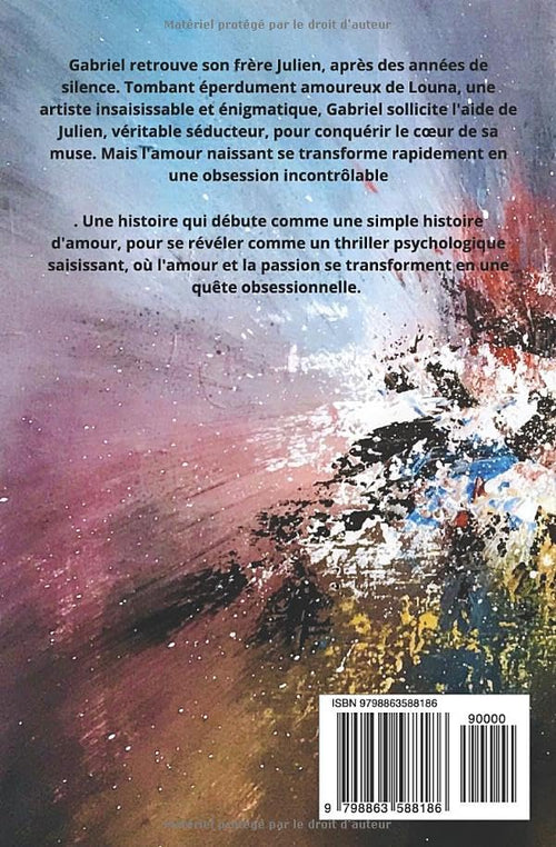 thriller psychologique, obsession amoureuse, passion destructrice, romance sombre, suspense psychologique, amour obsessionnel, manipulation émotionnelle, relation toxique, artiste énigmatique, séduction, désir obsessionnel, thriller romantique, roman psychologique, dark romance, suspense amoureux
pau wu pauwu l'ombre de feu