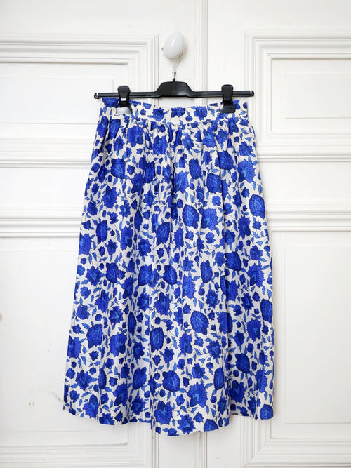 1980s Lanvin silk floral midi skirt jupe fleurs soie French parisian vintage blog mode PauWu Pau Wu
