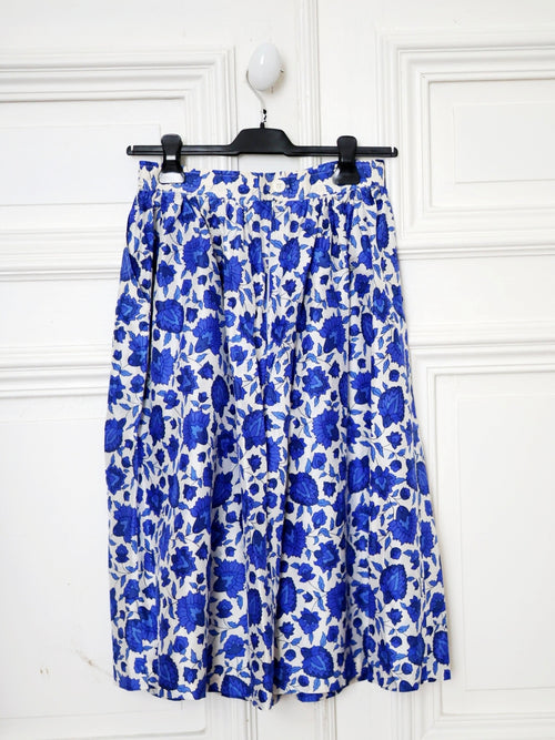 1980s Lanvin silk floral midi skirt jupe fleurs soie French parisian vintage blog mode PauWu Pau Wu