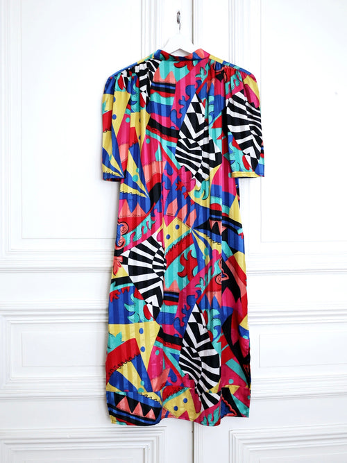 Robe de plage multicolore Louis Féraud Beachwear circa 1980 arty blog mode pauwu Pau wu