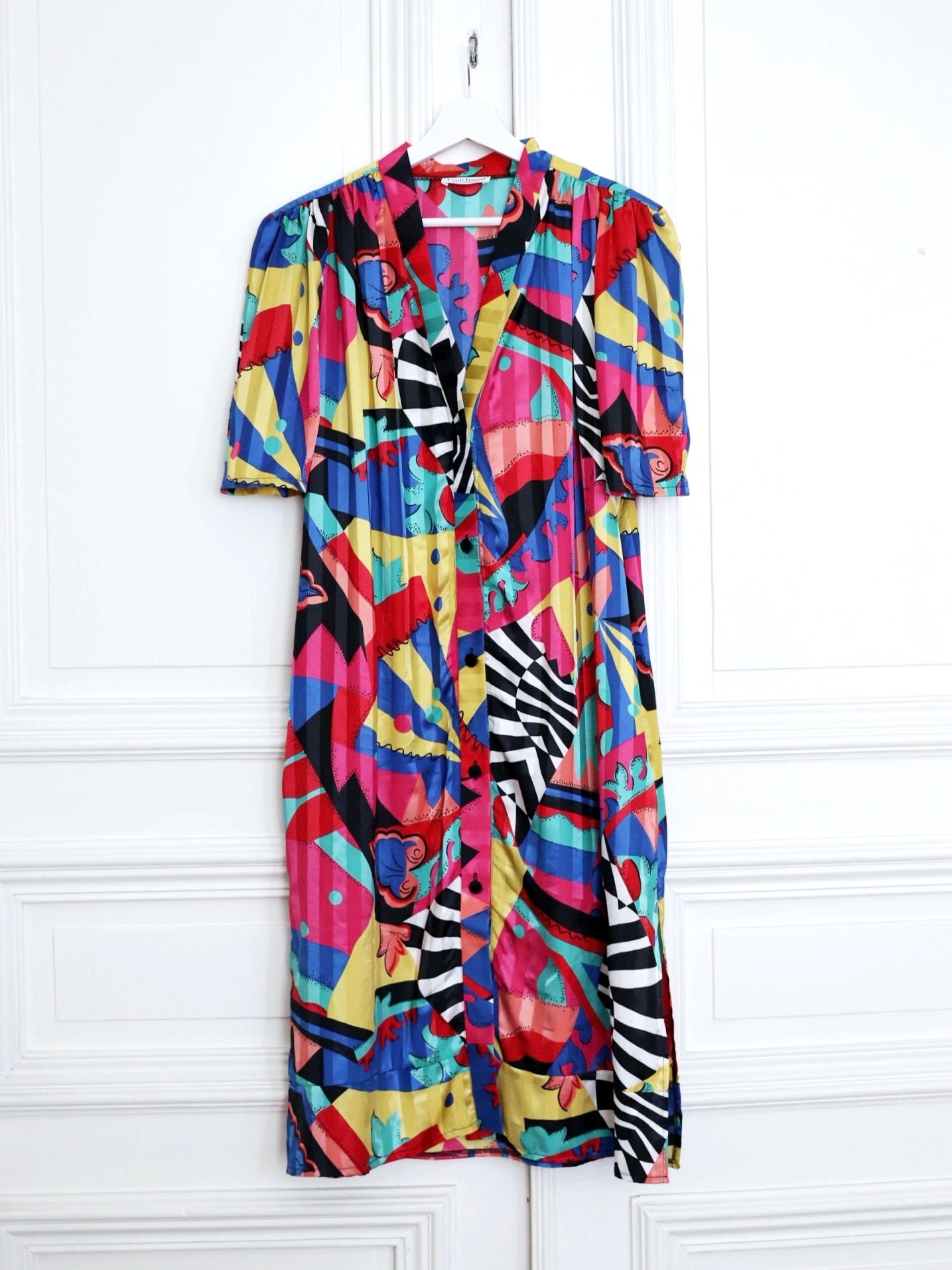 Robe de plage multicolore Louis Féraud Beachwear circa 1980 arty blog mode pauwu Pau wu