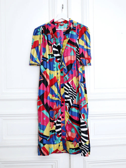 Robe de plage multicolore Louis Féraud Beachwear circa 1980 arty blog mode pauwu Pau wu