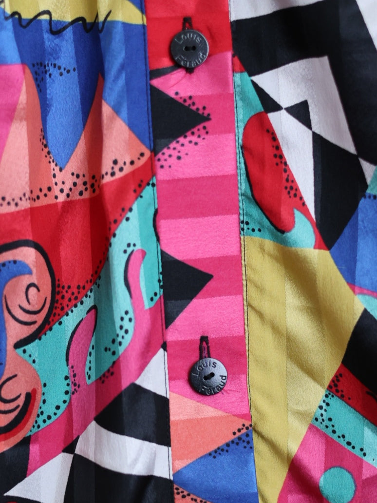 Robe de plage multicolore Louis Féraud Beachwear circa 1980 arty blog mode pauwu Pau wu