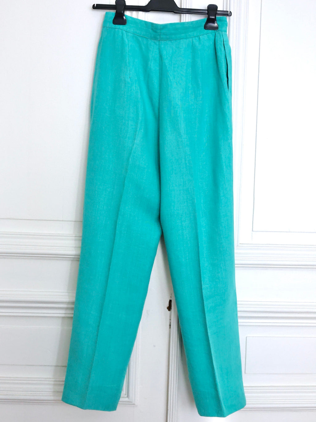 Pantalon Vintage Ungaro Parallèle Turquoise – Taille Haute Années 80