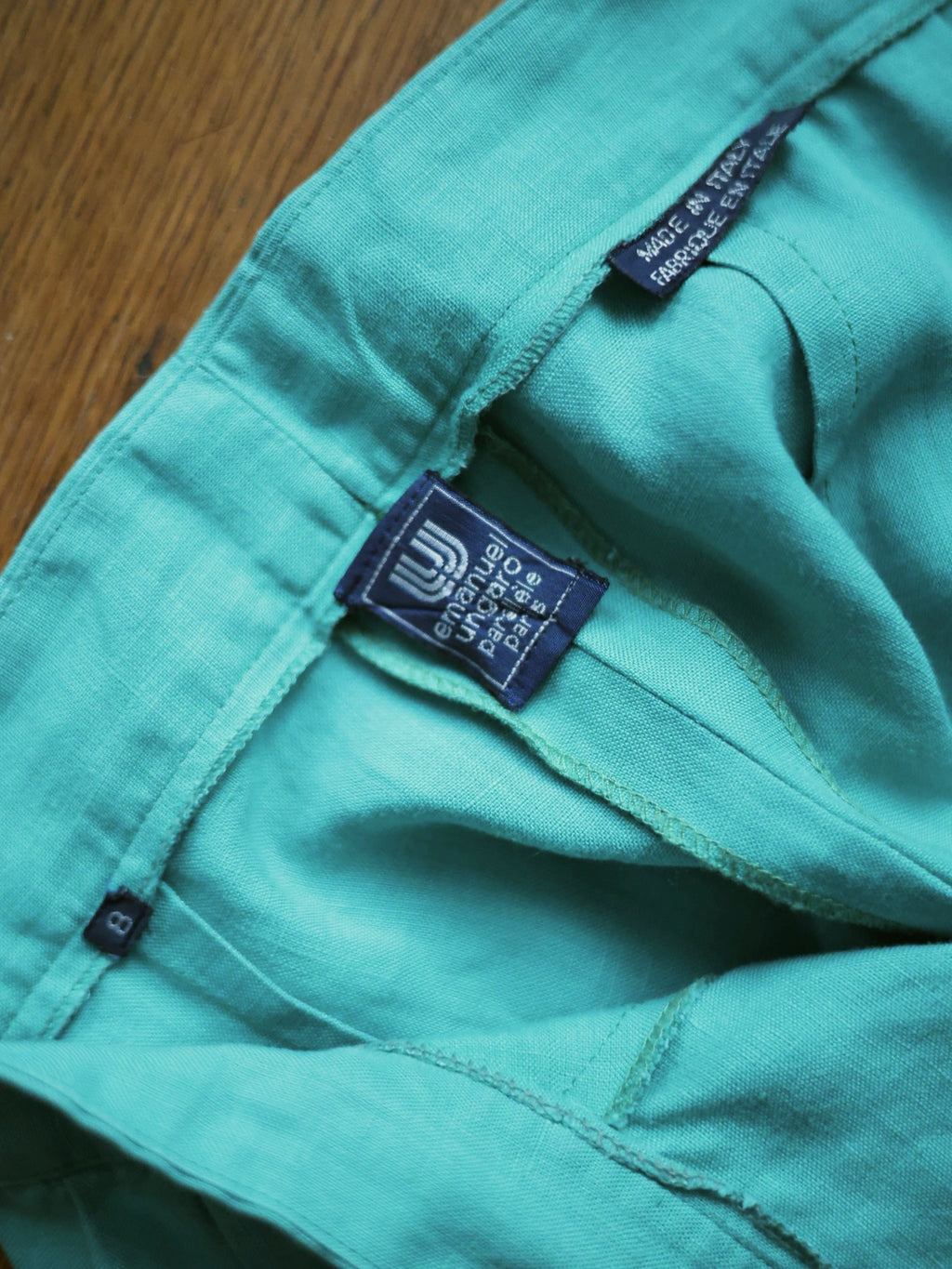 Pantalon Vintage Ungaro Parallèle Turquoise – Taille Haute Années 80