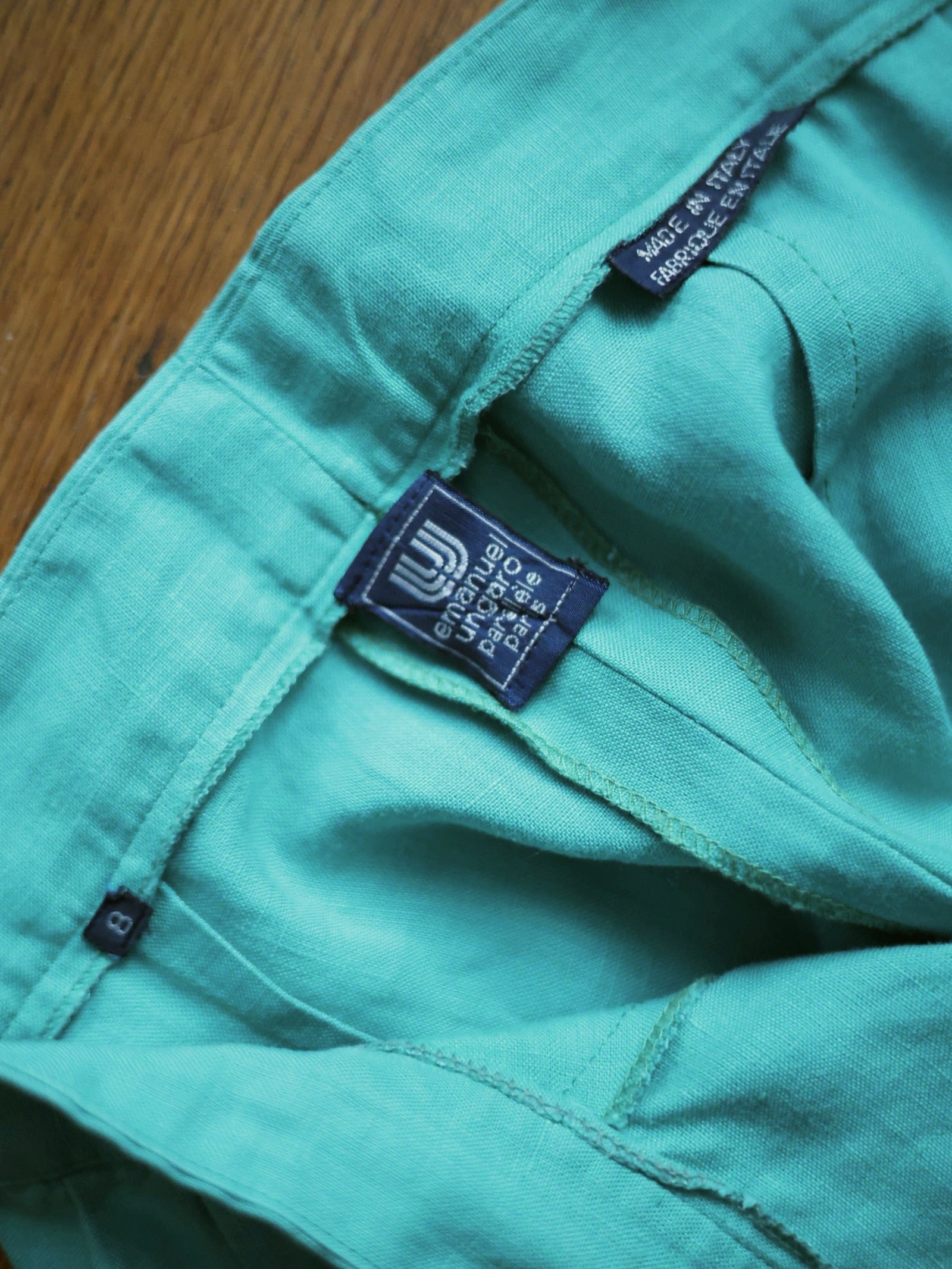 Pantalon Vintage Ungaro Parallèle Turquoise – Taille Haute Années 80