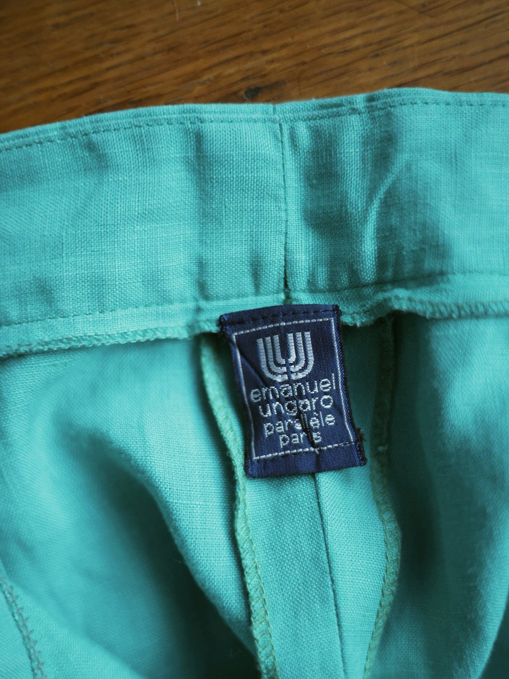 Pantalon Vintage Ungaro Parallèle Turquoise – Taille Haute Années 80