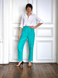 Pantalon Vintage Ungaro Parallèle Turquoise – Taille Haute Années 80